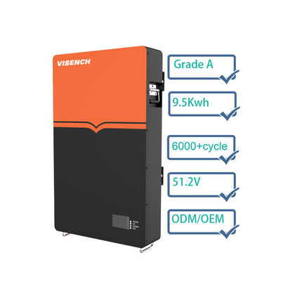 51.2V 벽에 장착 9.5Kwh 48V Lifepo4 200Ah 리?? 이온 배터리 태양 시스템 에너지 저장