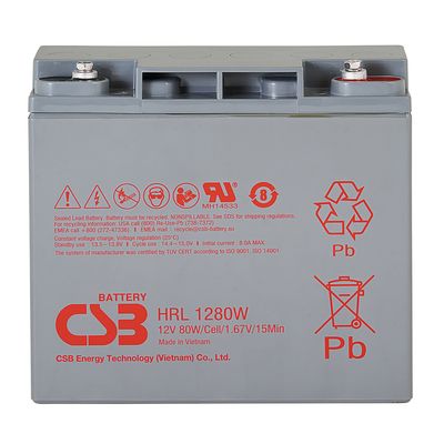 CSB HRL1280W 밀폐 된 납산 배터리 극도로 높은 전류 12V 80W 젤 배터리