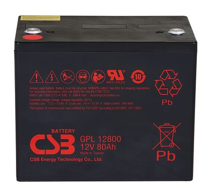 CSB 배터리 GPL12800 12V 80Ah 장수 유지보수 없는 충전 가능한 VRLA CSB 납산 배터리 UPS